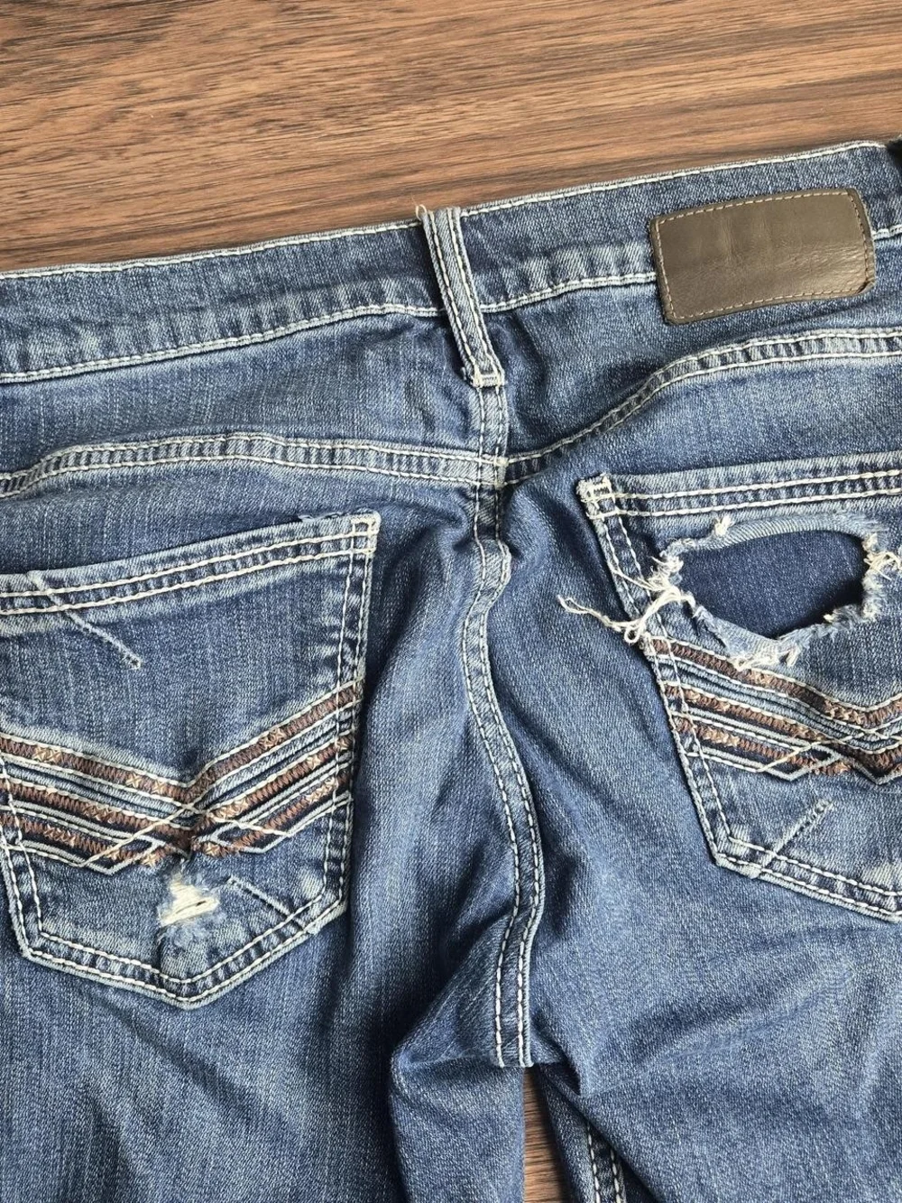 Distressed Blue Denim Jeans - Classic Slim Fit